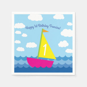 Sail boat Kid's Birthday Party Napkin