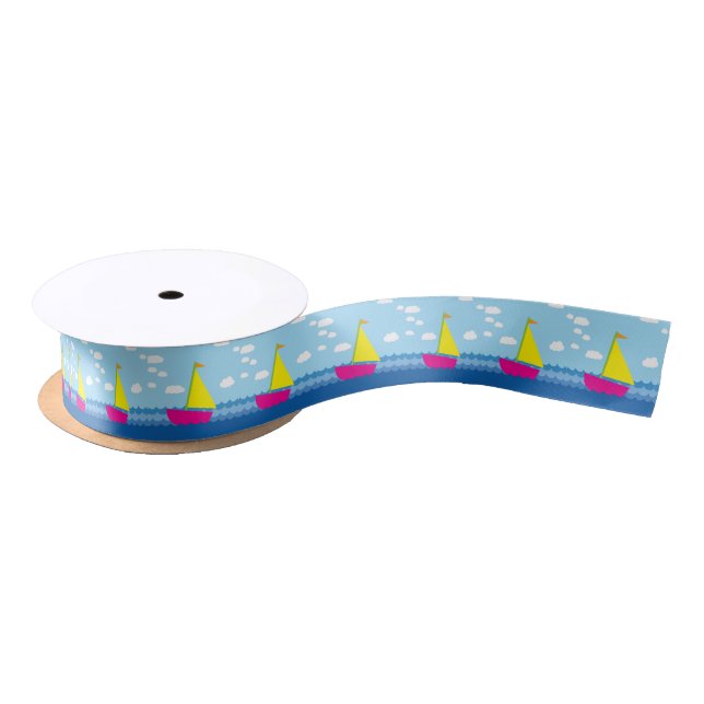 Sail boat Kid's Birthday Party Satin Ribbon (Spool)