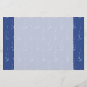 Sail boat pattern. Dark Blue. Stationery