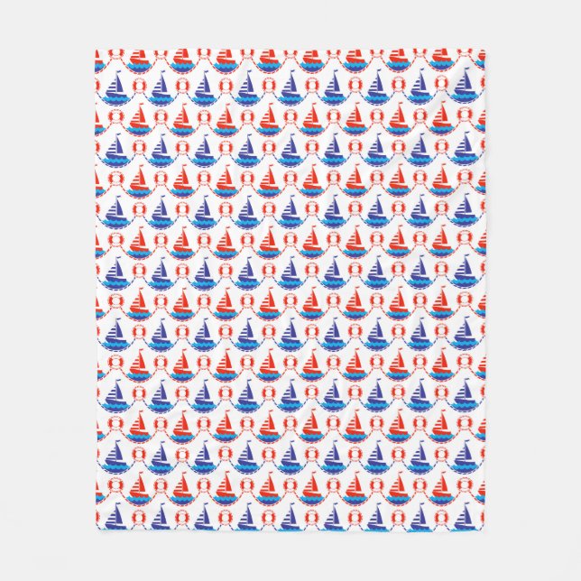 Sail Boat Pattern Fleece Blanket (Front)