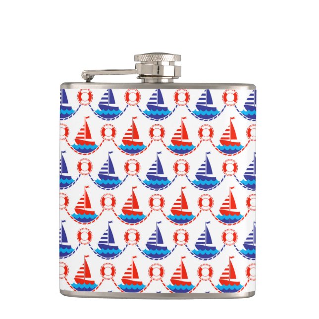 Sail Boat Pattern Hip Flask (Front)