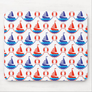 Sail Boat Pattern Mouse Pad