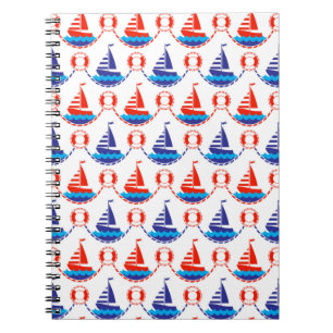 Sail Boat Pattern Spiral Notebook