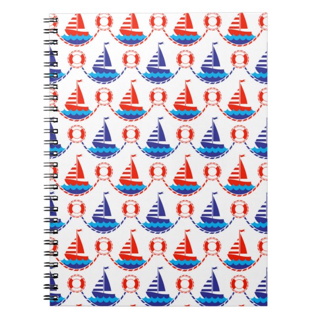 Sail Boat Pattern Spiral Notebook (Front)
