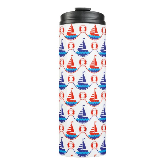 Sail Boat Pattern Thermal Tumbler (Front)