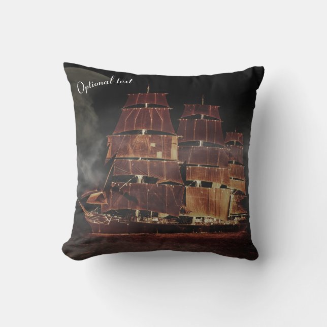 Sail Boat Pirate Ship Throw Pillow (Front)