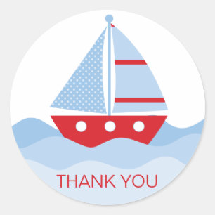 Sail Boat Thank You Classic Round Sticker