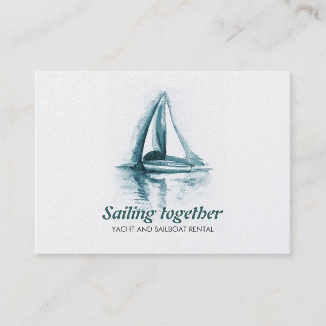 Sail boat watercolor Business Card Template (Front)