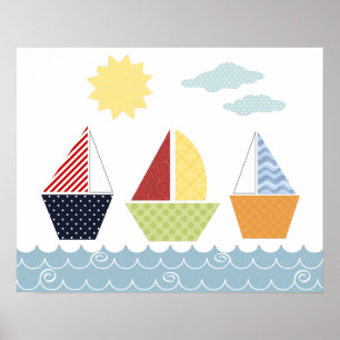 Sail boats poster for children