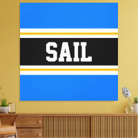 SAIL Bright Blue Black White Yellow Racing Stripes