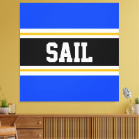 SAIL Bright Blue Black White Yellow Racing Stripes