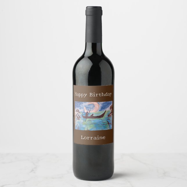 Sail By Moonlight Birthday Wine Label (Front)