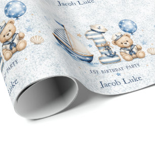 Sail-ebrate One Nautical First Birthday Wrapping Paper