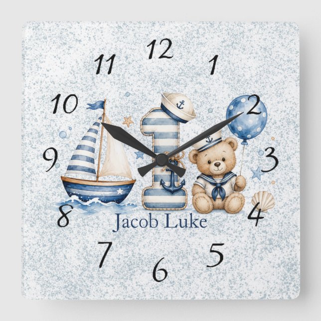 Sail-ebrate One Nautical  Square Wall Clock (Front)