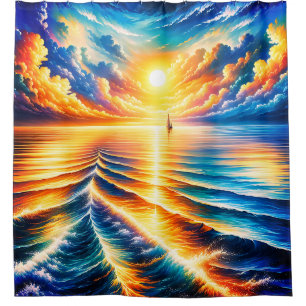  “Sail Into Sunset: Ocean’s Whisper” Shower Curtain