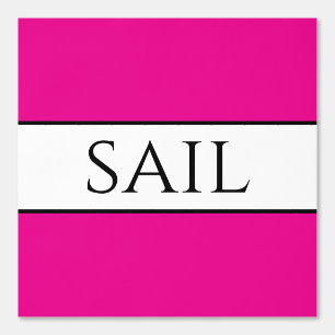 SAIL Nautical Bright Pink Black White Stripes Wallpaper