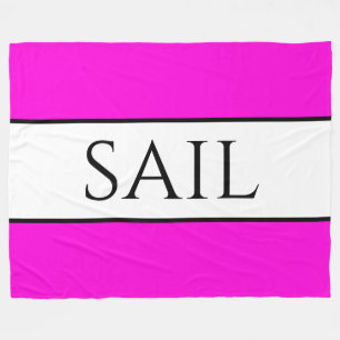 SAIL Nautical Bright Pink White Summer Stripes Fleece Blanket