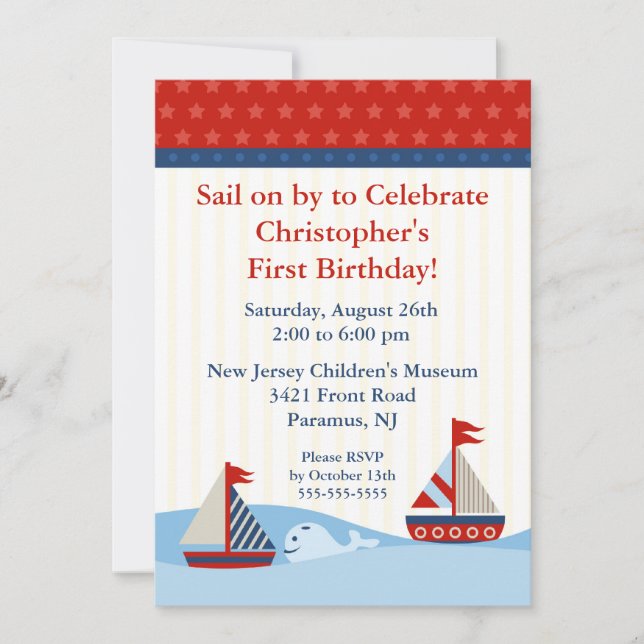 Sail on by & Celebrate Birthday Invitation (Front)