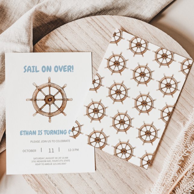 Sail on Over Nautical Birthday Party Invitation (Creator Uploaded)