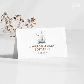 Sail on Over Nautical Folded Food Tent B'day Card