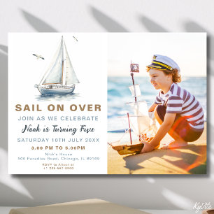Sail On Over Nautical Photo Birthday Invite