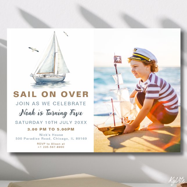 Sail On Over Nautical Photo Birthday Invite (Creator Uploaded)