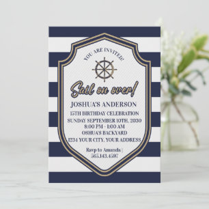 Sail On Over! Nautical Theme Birthday Invitation