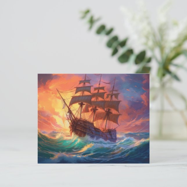 Sail Ship On A Stormy Sea (Standing Front)