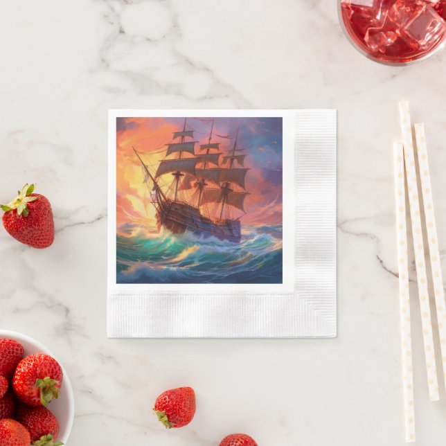 Sail Ship On A Stormy Sea Napkin (Insitu)