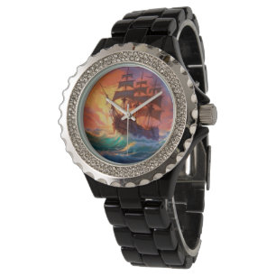 Sail Ship on a Stormy Sea Painting Watch