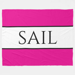 SAIL Sporty Fun Bright Nautical Pink White Stripes Fleece Blanket