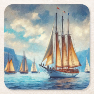 Sail Square Paper Coaster