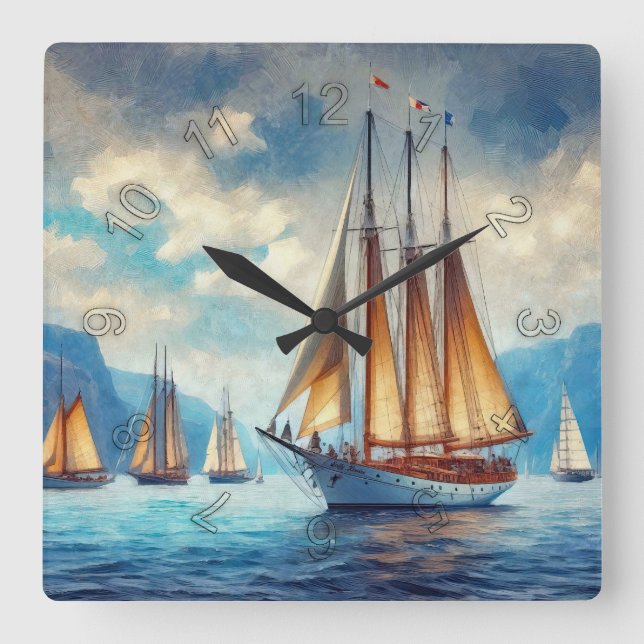 Sail Square Wall Clock (Front)