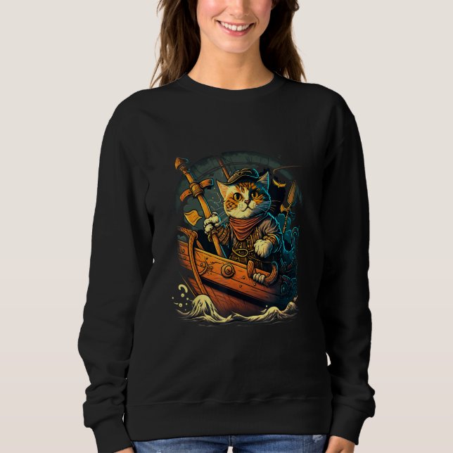 Sail the Seven Seas with Pirate Cat Design for Ani Sweatshirt (Front)