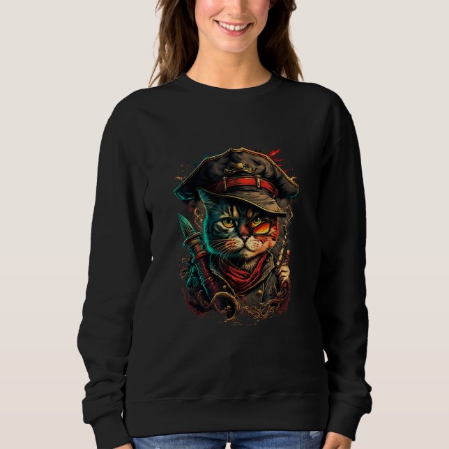 Sail the Seven Seas with Pirate Cat Design for Ani Sweatshirt (Front)
