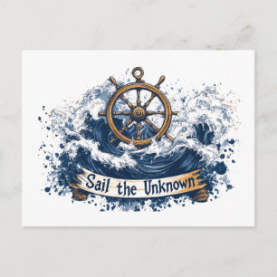 "Sail the Unknown" - Nautical-Inspired Design Postcard
