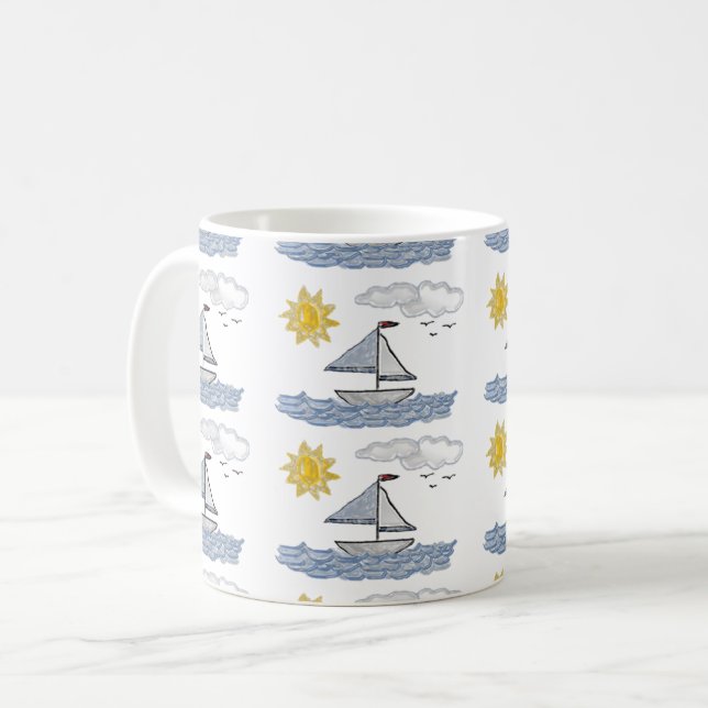 Sailboat 3D Coffee Mug (Front Left)