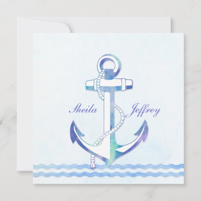 Sailboat Anchor Fancy Nautical Wedding Invitation (Front)