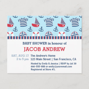 Sailboat Anchor Nautical Pattern baby shower Invitation