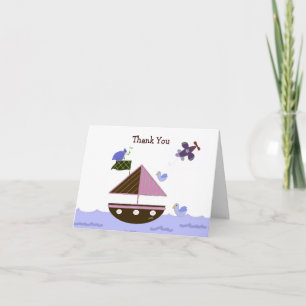 Sailboat and Aeroplane Thank You Card