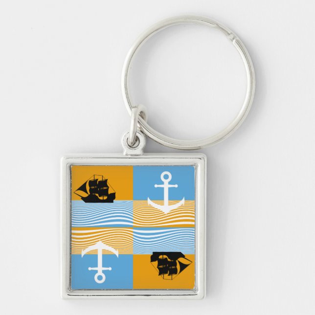 Sailboat and anchor pattern key ring (Front)