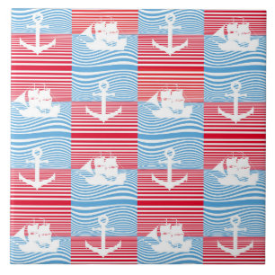 Sailboat and anchor pattern tile