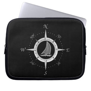 Sailboat And Compass Rose Laptop Sleeve