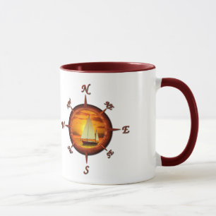 Sailboat And Compass Rose Mug
