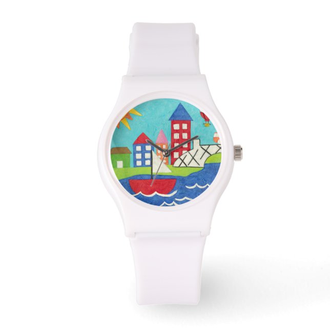 Sailboat and Hot Air Balloon with Cityscape Watch (Front)