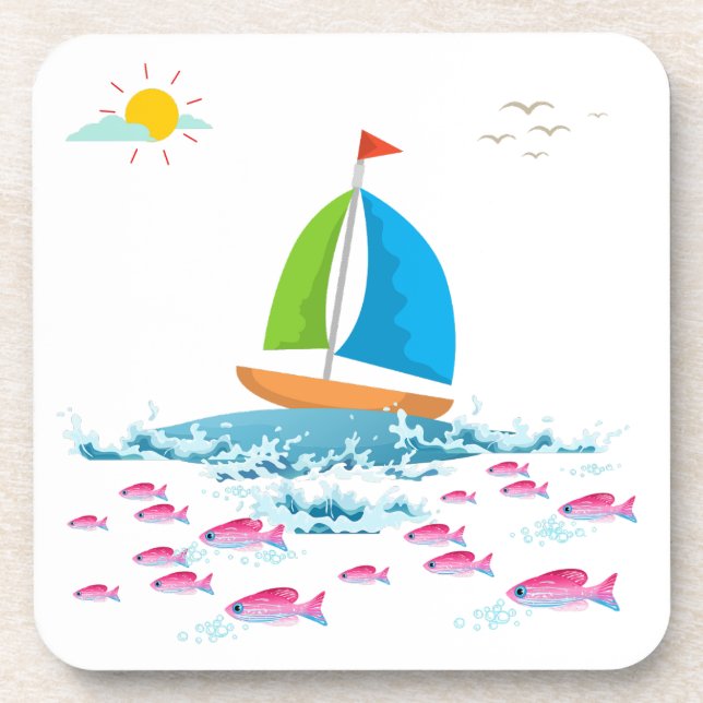 Sailboat and Red fish Coaster (Front)