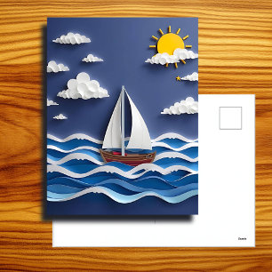 Sailboat and Sunshine Paper Quilling Postcard