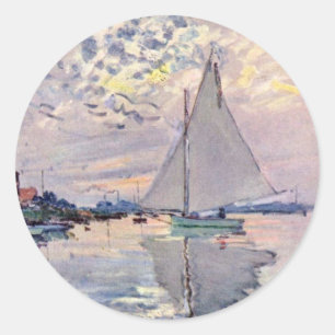 Sailboat At Le Petit-Gennevilliers By Claude Monet Classic Round Sticker