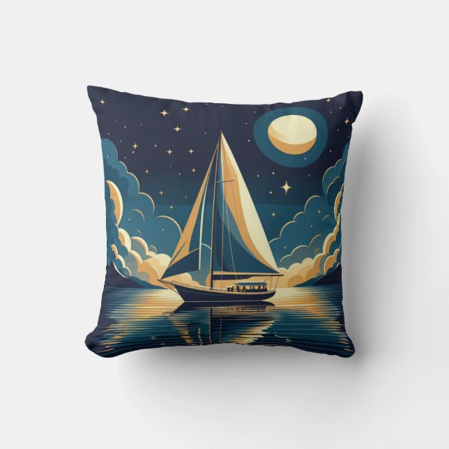Sailboat at night cushion (Front)