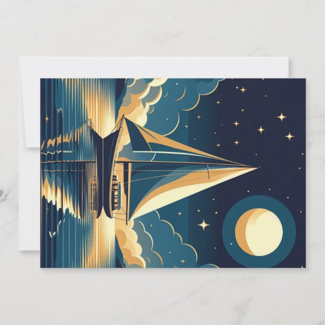 Sailboat at night holiday card (Front)